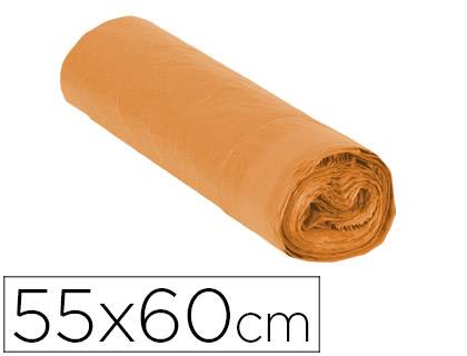 Bolsa basura naranja apox 55x60cm galga 120 rollo 15 unidades con (76258)