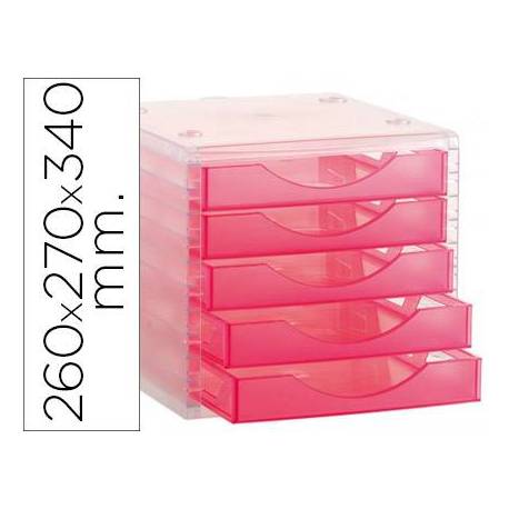 Modulo 5 cajones sobremesa marca Archivo 2000 rosa 