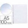 Funda multitaladro de plastico Q-Connect Din A5 100 micras cristal bolsa de 10