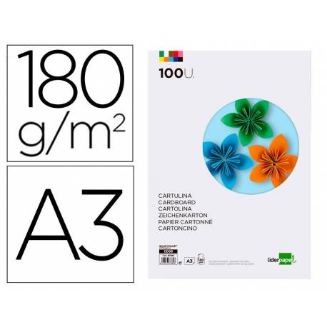 Cartulina marca Liderpapel 10 colores surtidos DIN A3 180 g/m2