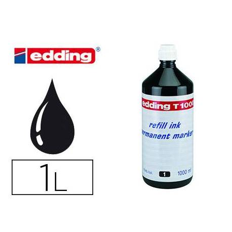 Tinta Rotulador Permanente Edding T-1000 Color Negro Frasco de 1 litro