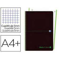 Cuaderno Oxford Ebook 1 DIN A4+ Negro y Verde 80 hojas Tapa Plastico Cuadricula 5 mm