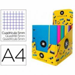 CARPETA CON RECAMBIO LIDERPAPEL ANTARTIK A4 CUADRO 5MM FORRADA 4 ANILLAS 40MM RECONDAS COLORES SURTIDOS