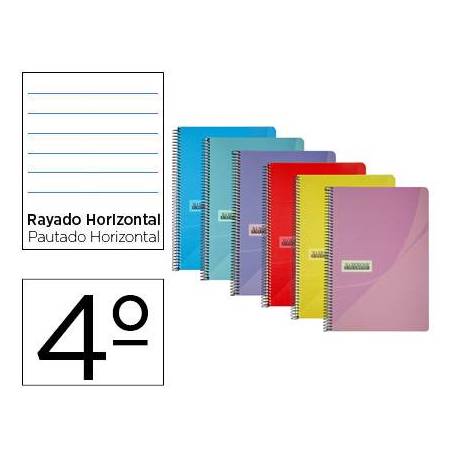 Cuaderno espiral papercop cuarto tapa plástico 80 hojas 90gr/m2 rayado horizontal con margen (NO SE PUEDE ELEGIR COLOR)