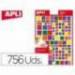 Gomets APLI autoadhesivo cuadrados multicolor blister de 6 hojas