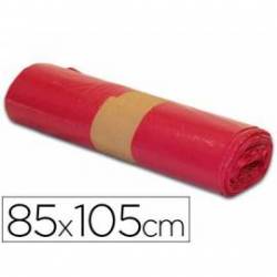 Bolsa basura roja 85x105cm uso industrial galga 110 rollo 10 unidades