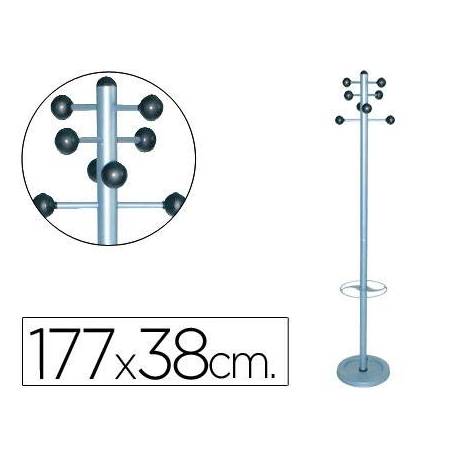 Perchero metalico 626 con paraguero -pie 8 colgadores 1,77x38 cm
