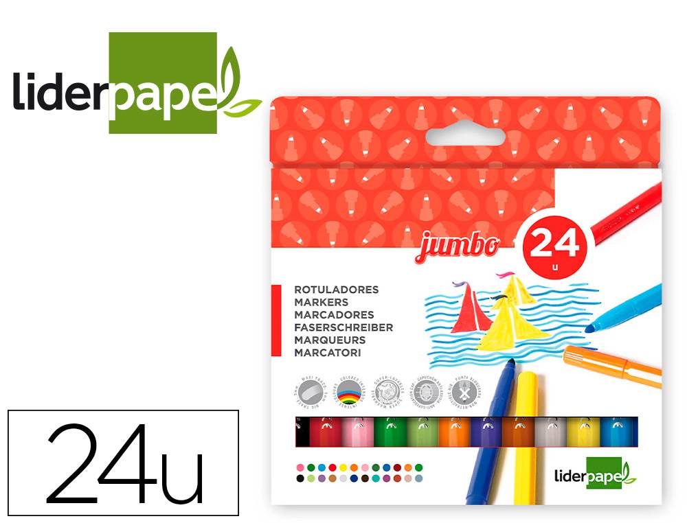 Rotuladores Liderpapel Jumbo caja de 24 colores (52212)