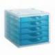 Fichero cajones de sobremesa Liderpapel 340x270x255 mm apilables 5 cajones azul translucido
