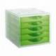 Fichero cajones de sobremesa Liderpapel 340x270x255 mm apilables 5 cajones verde translucido