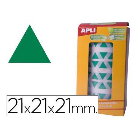 Gomets Apli triangulares color Verde 21x21x21mm