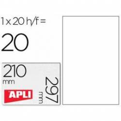 Etiquetas adhesivas Apli 210x297 mm de poliester para impresora laser resistente a la intemperie
