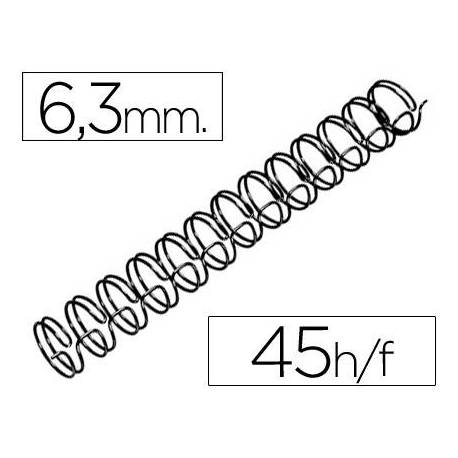 Espiral GBC wire 3:1 6,3 mm n.4 negro. Capacidad 45 hojas. Caja de 100 unidades.