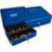 Caja caudales Q-Connect 12" 300x240x90 mm azul con bandeja portamonedas