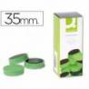 Imanes para sujecion Q-Connect de 35 mm. Color verde. Caja de 10.