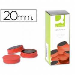 Imanes para sujecion Q-Connect de 20 mm. Color rojo, caja de 10.