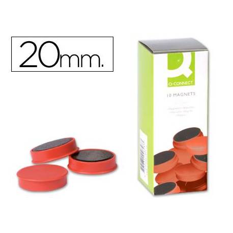 Imanes para sujecion Q-Connect de 20 mm. Color rojo, caja de 10.