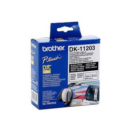 Etiqueta adhesiva brother dk11203 -tamaño 17x87 mm para impresoras de etiquetas QL -300 etiquetas-