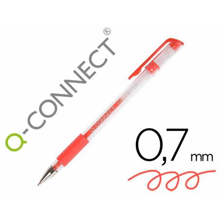 Boligrafo transparente Q-Connect gel rojo 0,3 mm