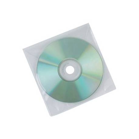 Funda de polipropileno CD/DVD Q-Connect. Funda con solapa -pack de 50 unidades. 