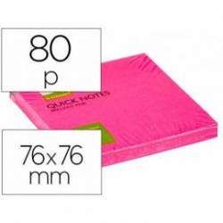 Bloc quita y pon Q-Connect 75x75mm color Rosa Neon