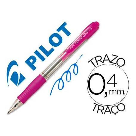 Boligrafo Pilot Super Grip Rosa tinta azul 0,4 mm
