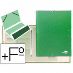 Carpeta clasificadora carton gomas Paper Coat Liderpapel verde