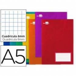 Libreta escolar Liderpapel Write A5 con 16 hojas de 60g/m2. Cuadro 8mm con margen. Colores surtidos.