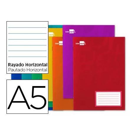 Libreta escolar Liderpapel Smart A5 con 32 hojas de 60g/m rayado horizontal con margen. Colores surtidos.