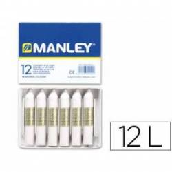 Lapices cera blanda Manley caja 12 unidades blanco