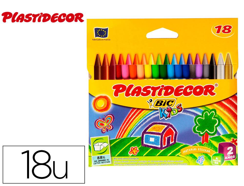 BIC Kids Plastidecor - Ceras para colorear, antimanchas para