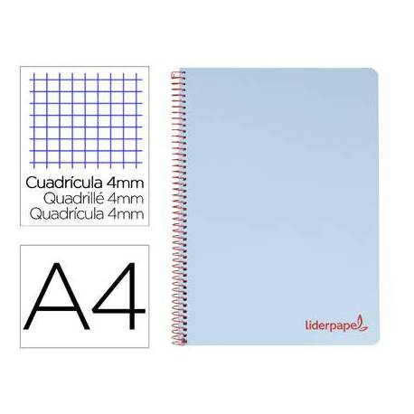 Bloc Liderpapel Din A4 wonder cuadrícula 4mm tapa polipropileno 90 gr color azul