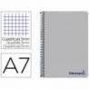CUADERNO ESPIRAL LIDERPAPEL A7 MICRO WONDER TAPA PLASTICO 100H 90 GR CUADRO 5MM 4 BANDAS GRIS