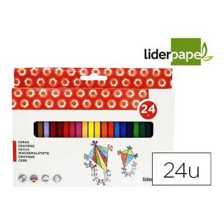 Caja lápices de cera 24 colores Liderpapel
