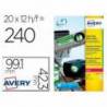 ETIQUETA ADHESIVA AVERY POLIESTER BLANCO PARA IMPRESORA LASER 99,1X42,3 MM CAJA DE 240 UNIDADES