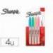 ROTULADOR SHARPIE PERMANENTE FINO BLISTER 4 UNIDADES COLORES PASTEL SURTIDOS