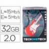 MEMORIA USB TECH ON TECH PENDRIVE 32GB GUITARRA RED ONE