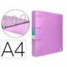 CARPETA 4 ANILLAS 40 MM LIDERPAPEL DIN A4 COLOR ROSA POLIPROPILENO