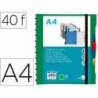 CARPETA LIDERPAPEL A4 CON 40 FUNDAS INTERCAMBIABLES 5 SEP SOBRE Y GOMILLA PORTADA Y LOMO PERSONALIZABLE VERDE