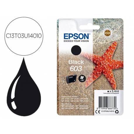 CARTUCHO INK-JET EPSON 603 COLOR NEGRO C13T03U14010