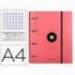 CARPETA CON RECAMBIO LIDERPAPEL ANTARTIK A4 CUADRO 5MM FORRADA 4 ANILLAS 40MM REDONDAS COLOR CORAL