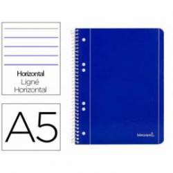 Cuaderno espiral Liderpapel Din A5 micro serie azul tapa blanda 80h 75 gr horizontal 6 taladros azul