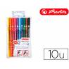 ROTULADOR HERLITZ MY-PEN DOBLE PUNTA 0,5/4 MM BLISTER DE 10 COLORES SURTIDOS