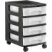 CAJONERA ARCHIVO 2000 4 CAJONES TRANSPARENTE CARCASA NEGRA 6 LITROS CON RUEDAS 390X290X480 MM