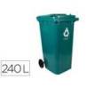 PAPELERA CONTENEDOR Q-CONNECT PLASTICO CON TAPADERA Y RUEDAS 240 LITROS 1040X620X610 MM VERDE