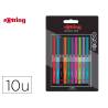 ROTULADOR ROTRING FINELINER PUNTA METALICA 0,4 MM PACK DE 10 COLORES SURTIDOS