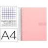 Bloc Liderpapel Din A4 micro crafty cuadrícula 5mm 5 bandas 4 taladros tapa forrada 90 gr 120 hojas color rosa