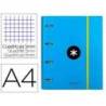 CARPETA CON RECAMBIO LIDERPAPEL ANTARTIK A4 CUADRO 5 MM FORRADA 4 ANILLAS 40MM REDONDAS COLOR AZUL