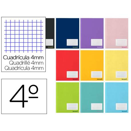 Libreta escolar Liderpapel Smart A5 con 16 hojas 60g/m2. Cuadro 4mm con margen. Colores surtidos.