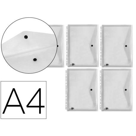 Carpeta liderpapel dossier broche 36664 polipropileno din a4 pack de 5 incolora transparente multitaladro